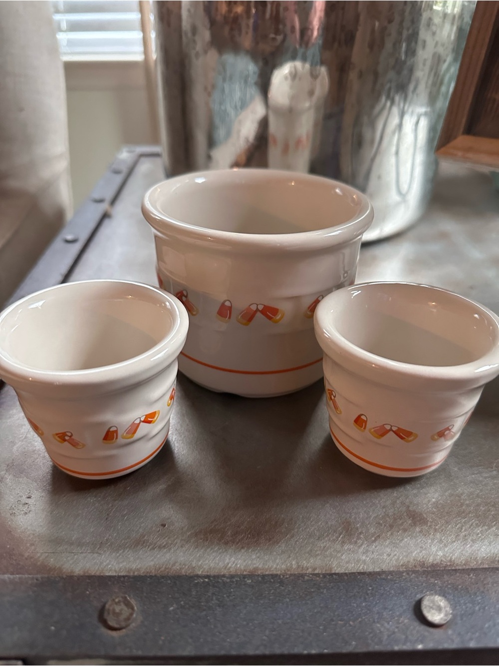 Longaberger “Candy Corn” Crock and Votive Set - Retired